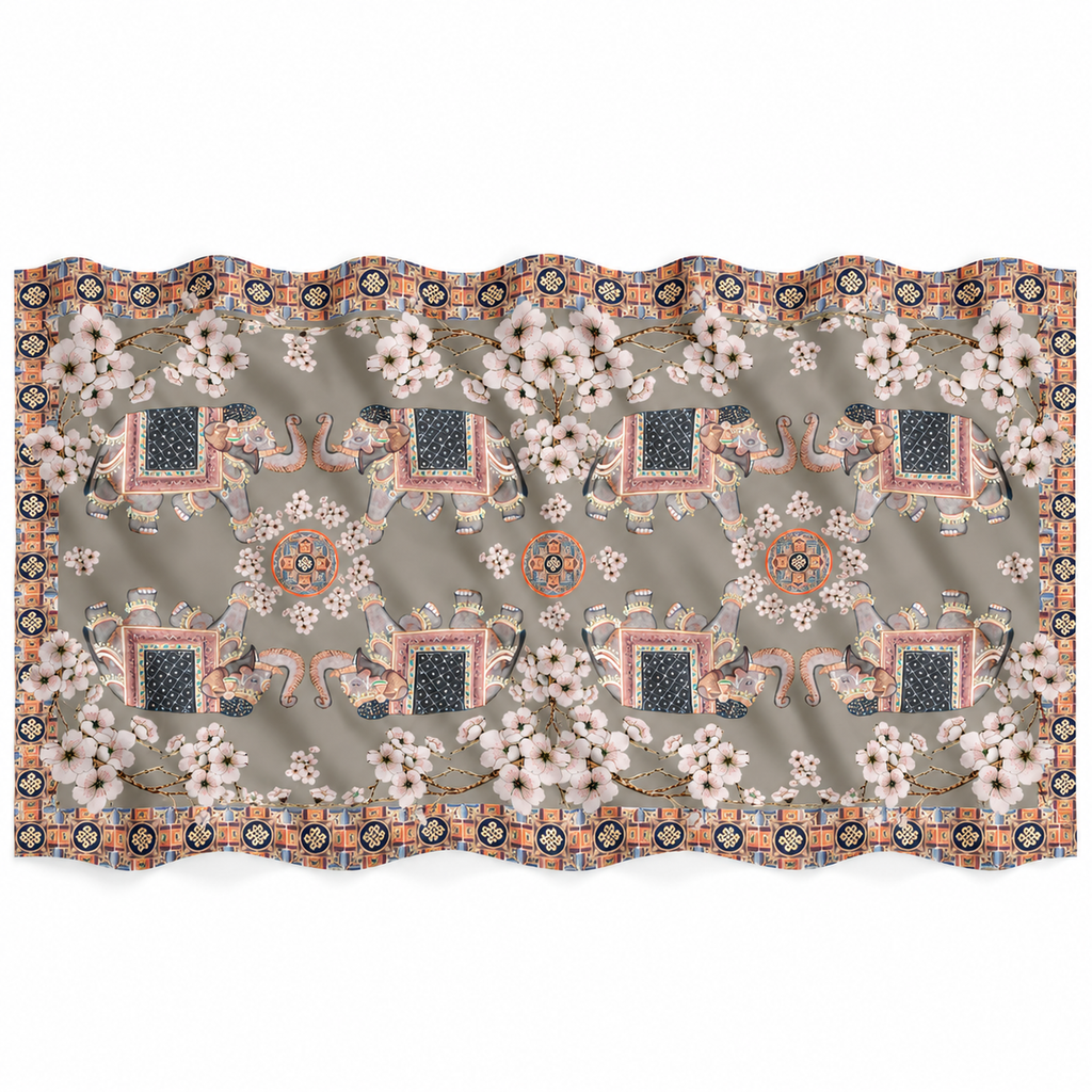 ELEPHANT CEREMONY CASHMERE SCARF -  LIGHT BLUE