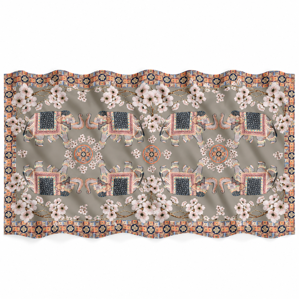 ELEPHANT CEREMONY CASHMERE SCARF -  LIGHT BLUE