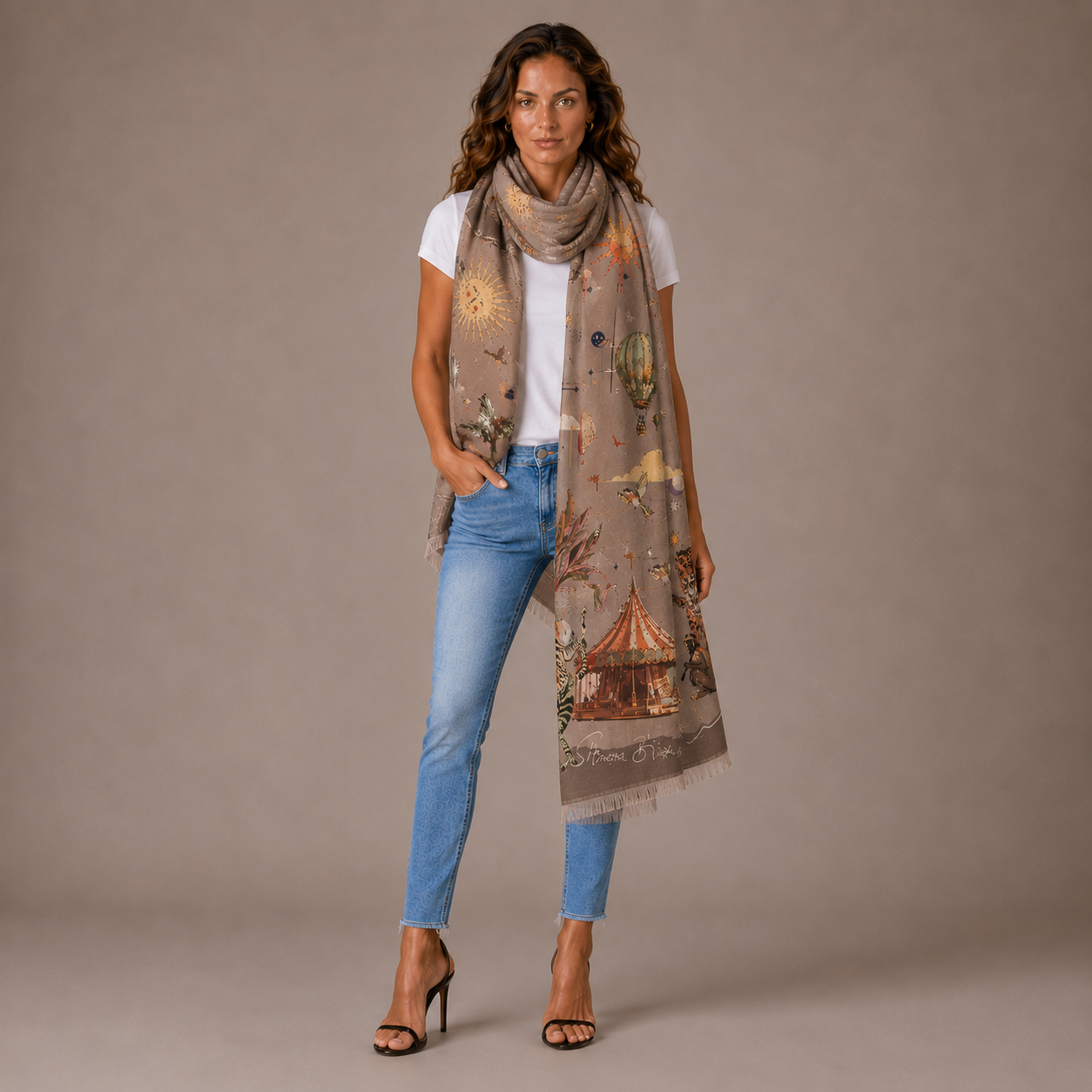 AURORA CASHMERE SCARF - TAUPE