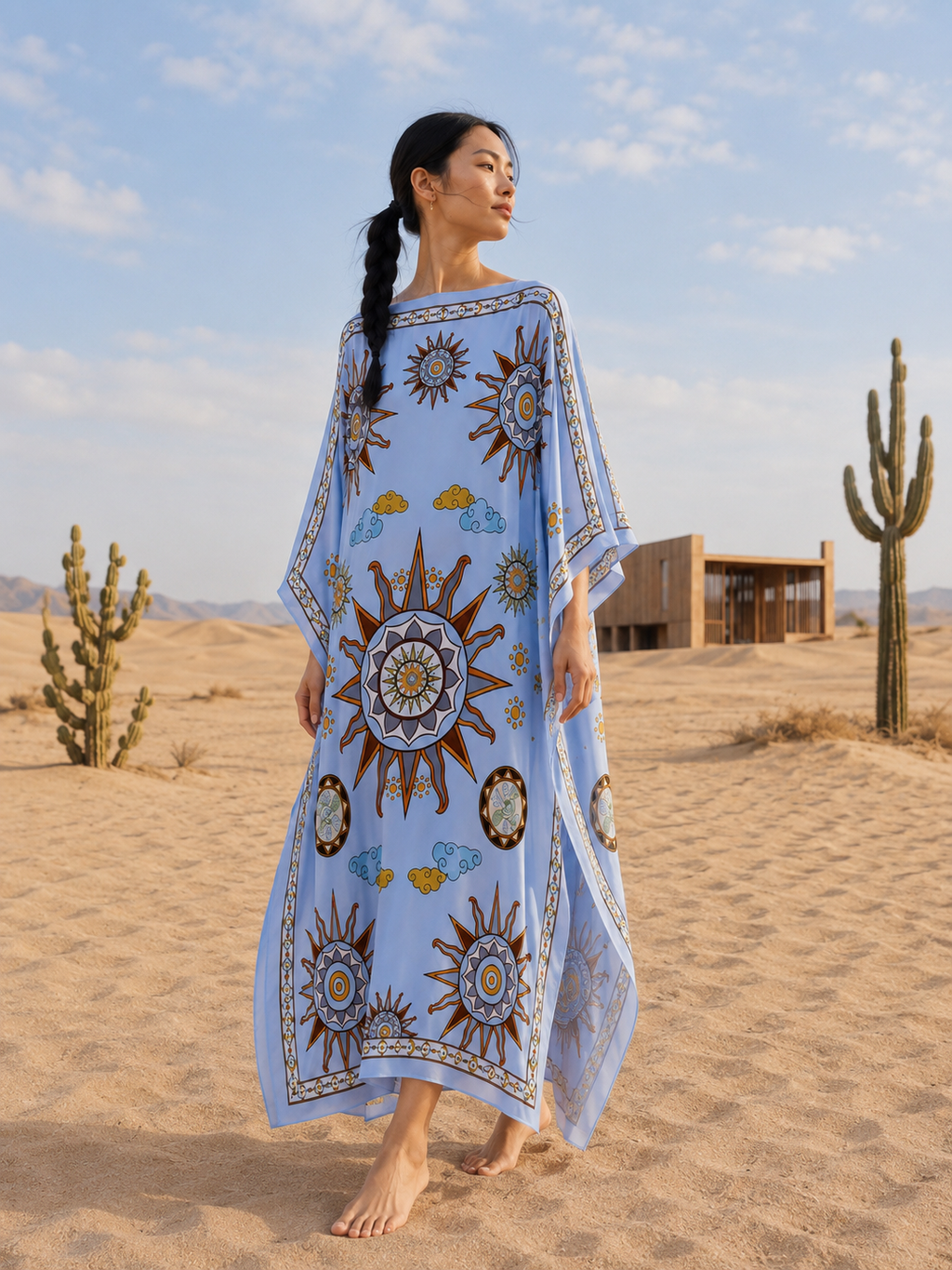 SOL SILK TUNIC - LIGHT BLUE