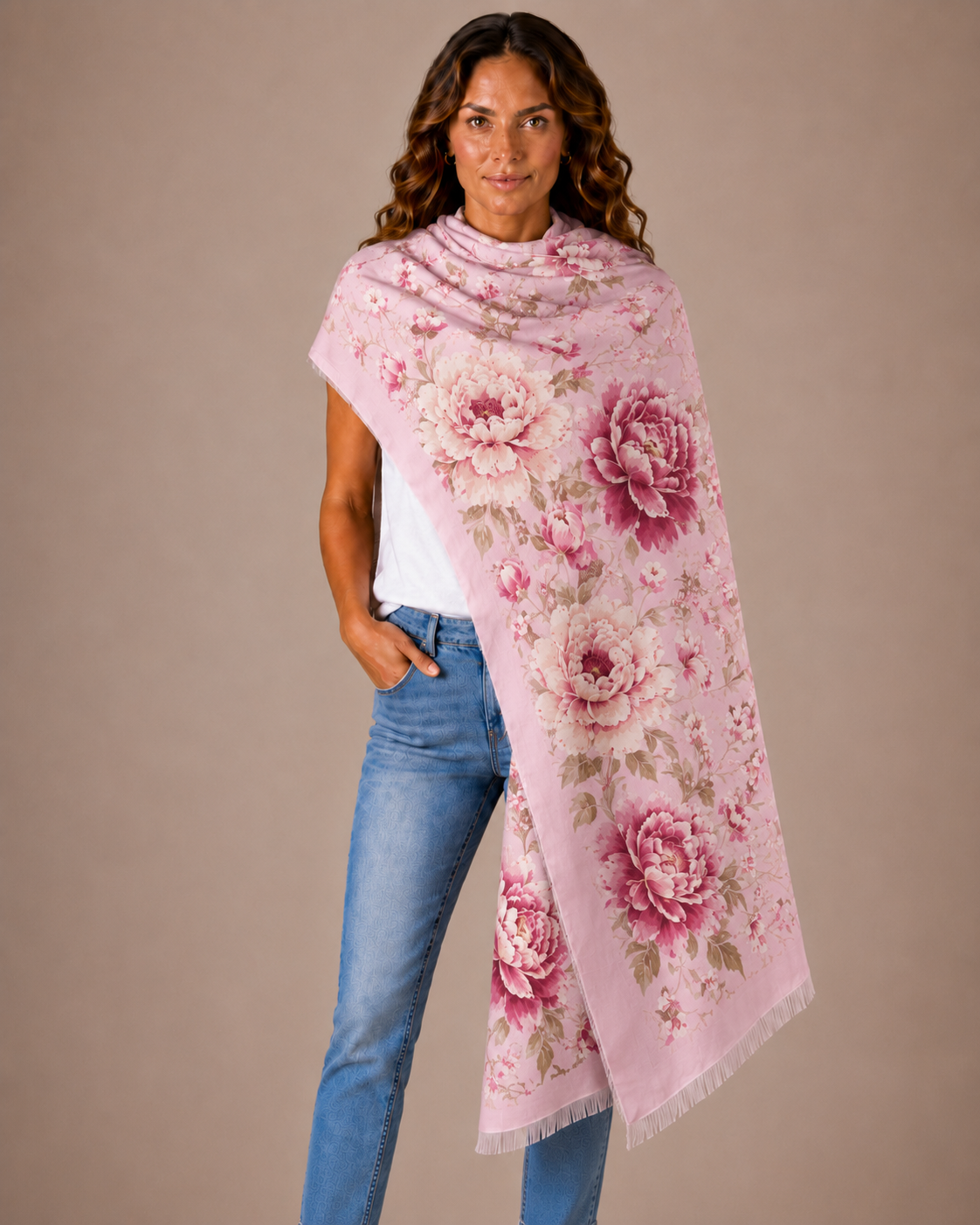BLUMELLA CASHMERE SCARF - LIGHT ROSE