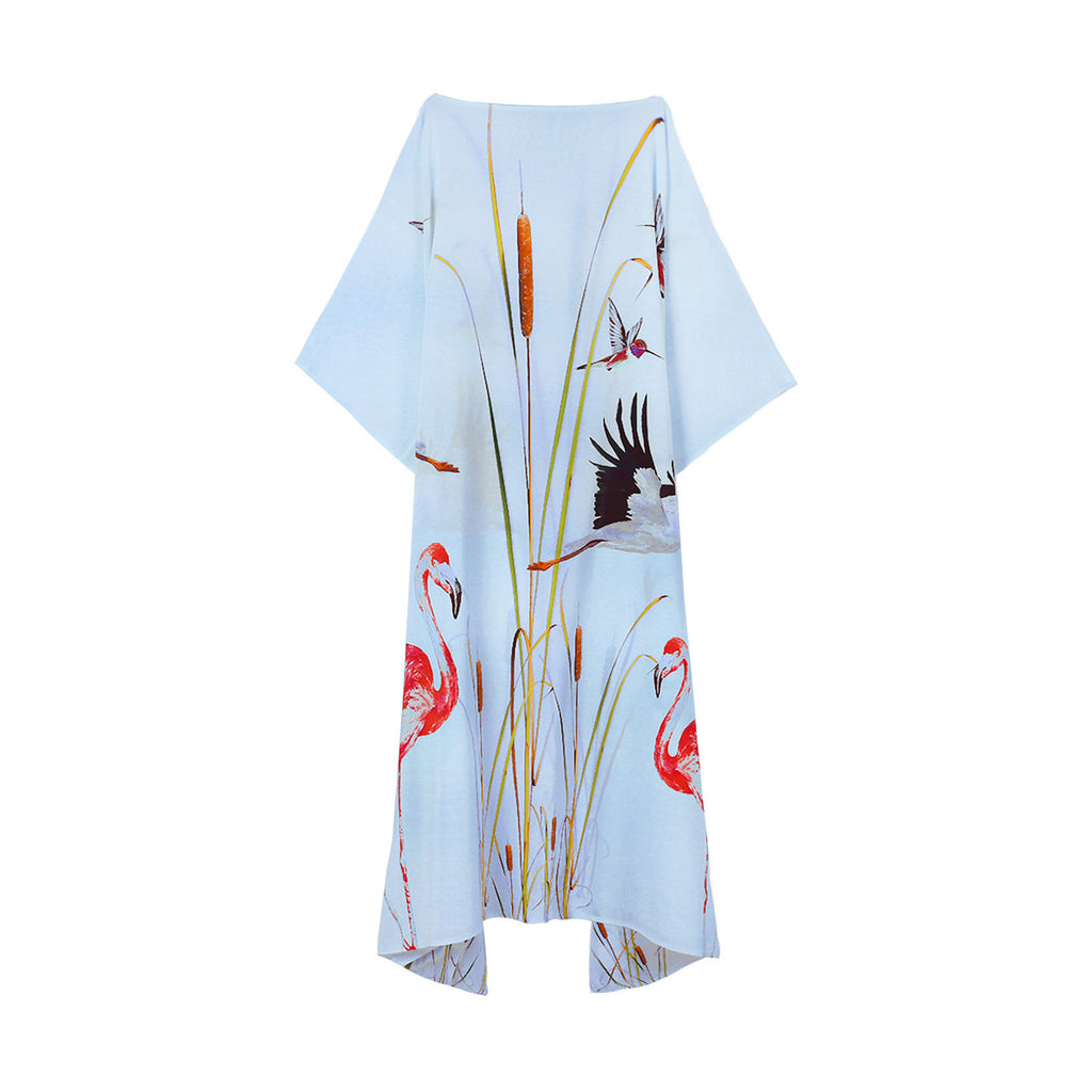 FLAMINGO SILK TUNIC - BLUE