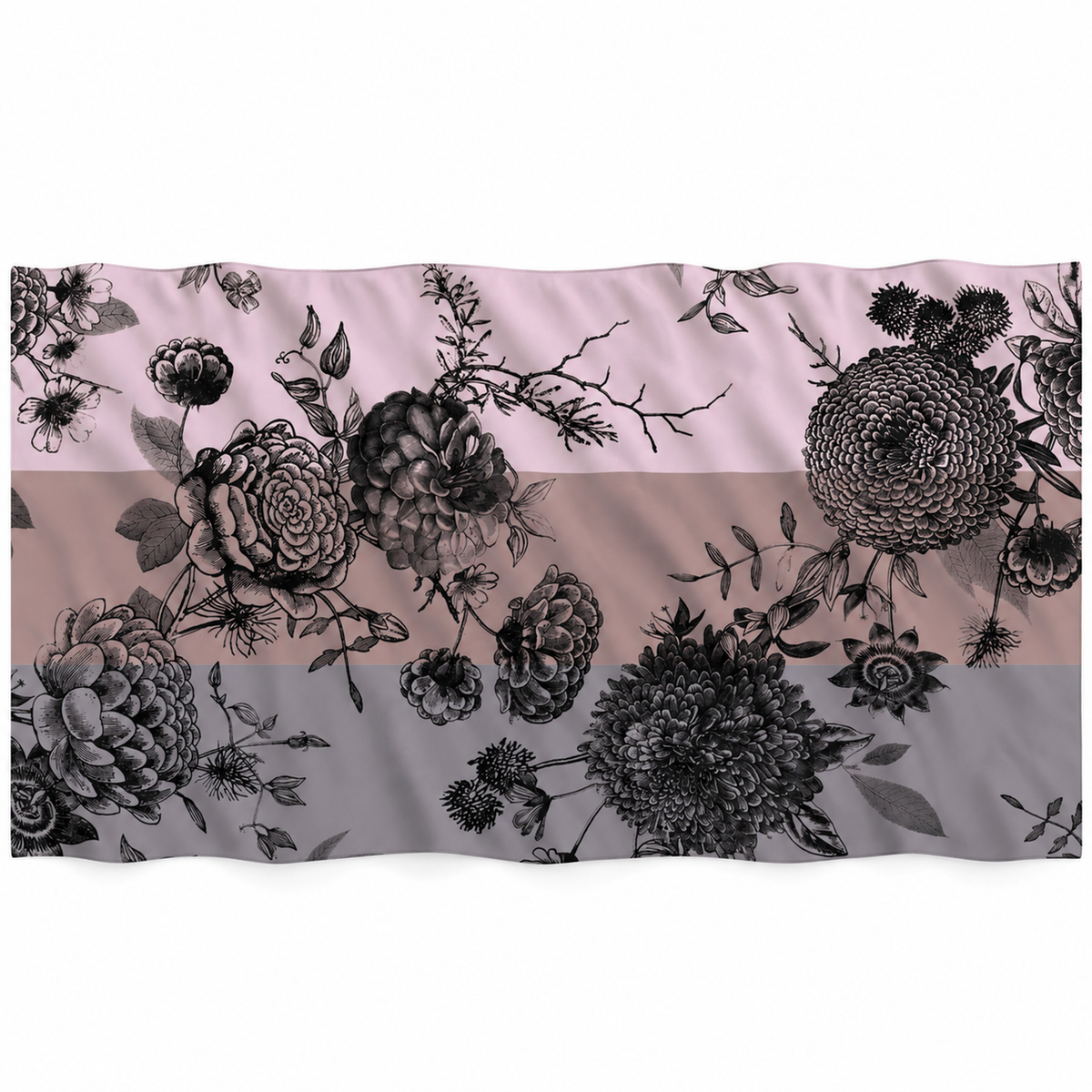 FLOWER EXPLOSION 3COLOR FELTED CASHMERE SCARF - CAMEL/GREY