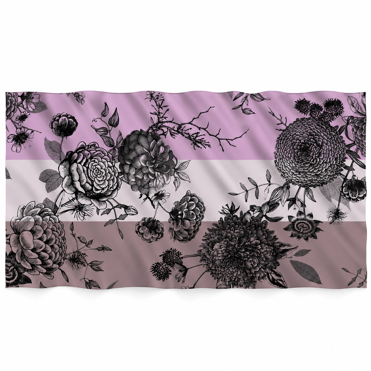 FLOWER EXPLOSION 3 COLOR FELTED CASHMERE SCARF - PINK/GREY