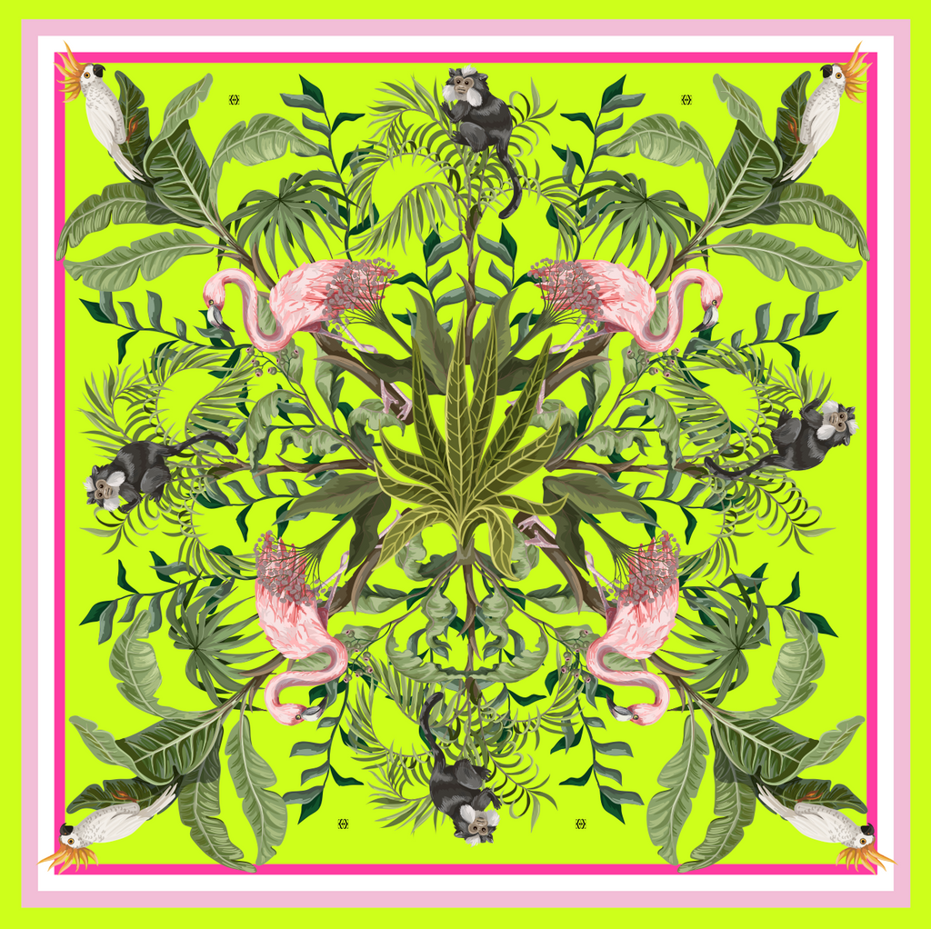 JUNGLE ANIMALS SILK TUNIC - GREEN