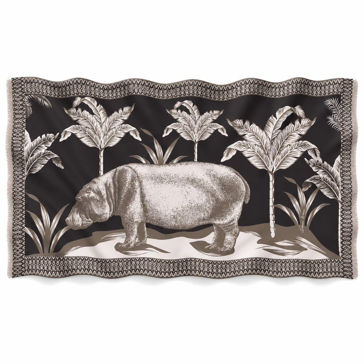 HIPPO CASHMERE SCARF - COMPOST