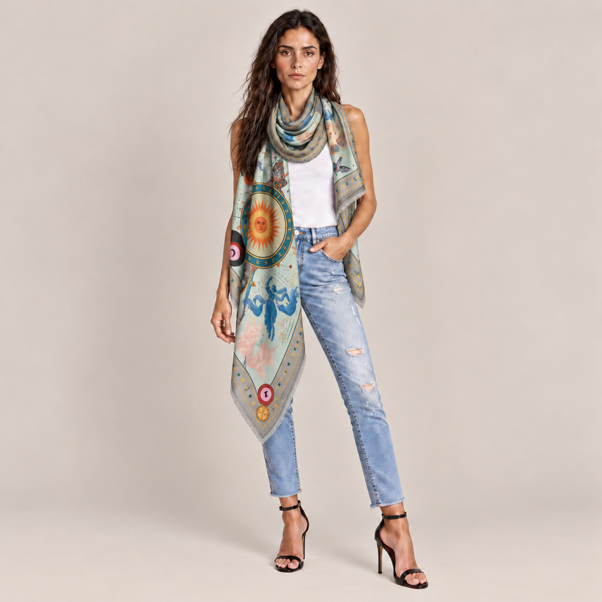 ASTRAEA CASHMERE SCARF - MOON