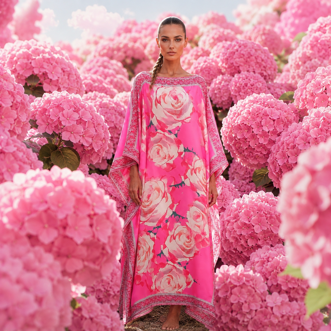 ROSES SILK TUNIC - PINK