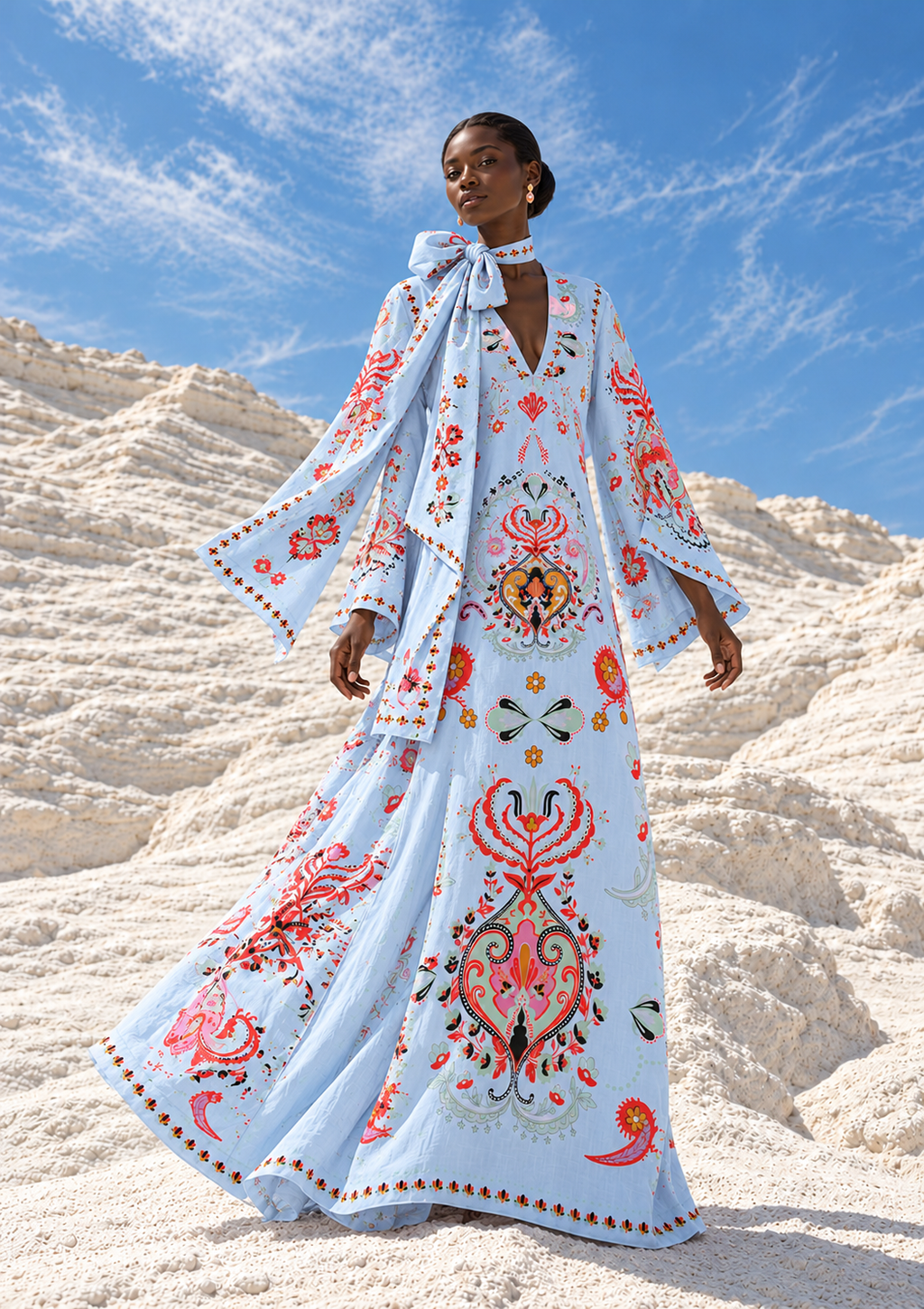 ARABICA PRINCESS DRESS RAMIE - LIGHT BLUE