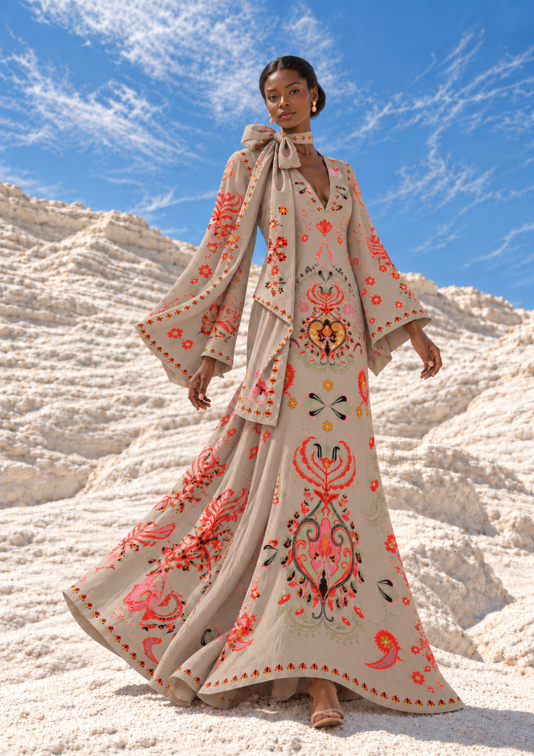 ARABICA PRINCESS DRESS RAMIE - TAUPE