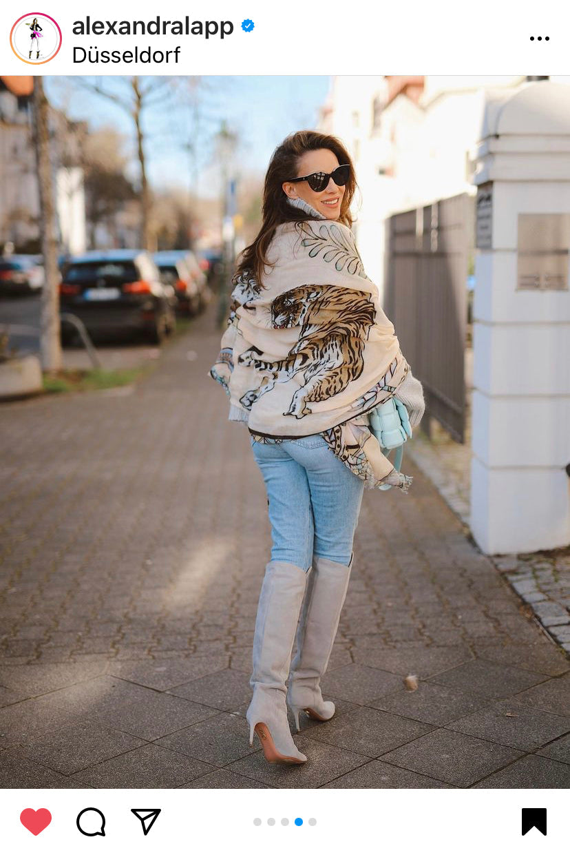 TIGER & JUNGLE CASHMERE SCARF LARGE