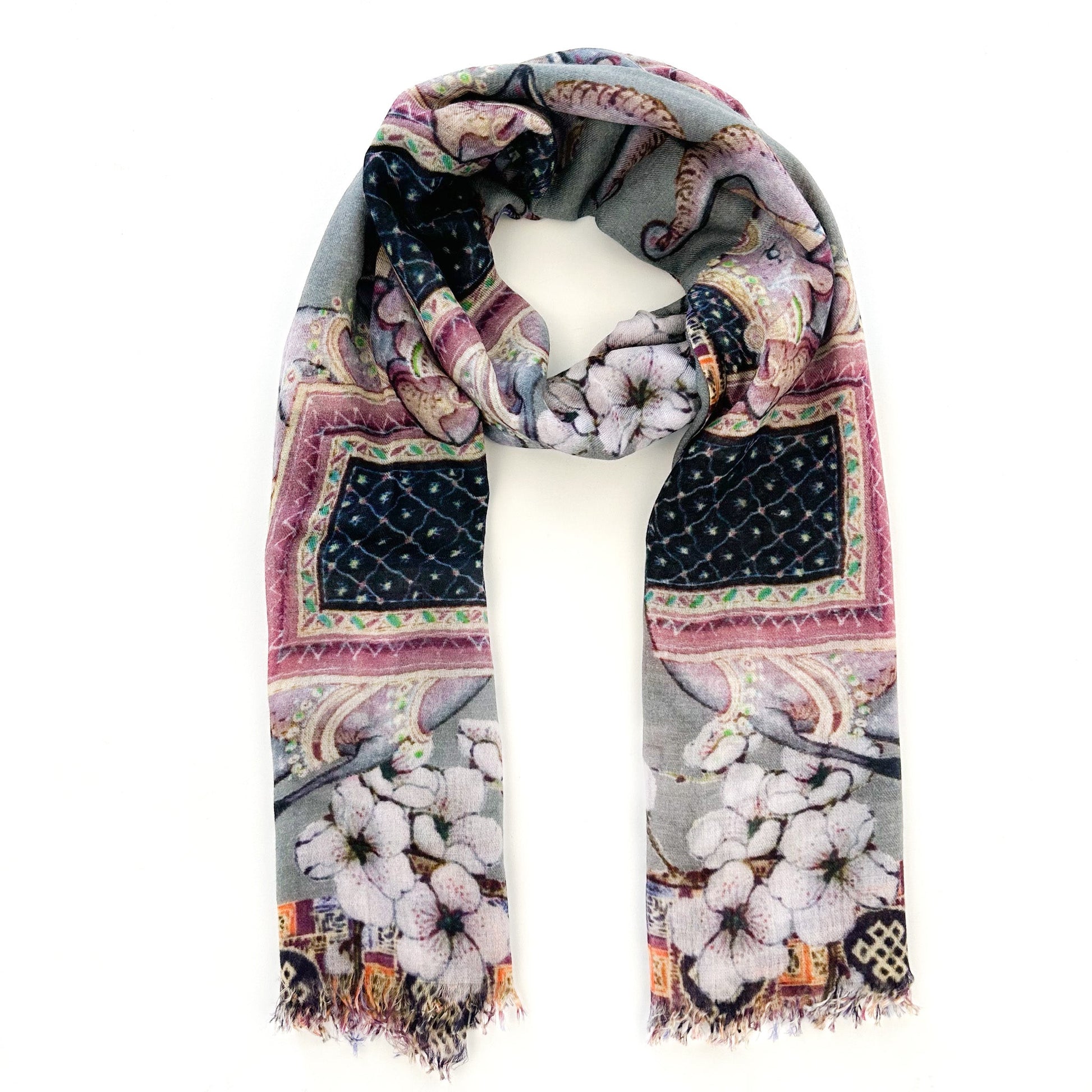 ELEPHANT CEREMONY CASHMERE SCRAF