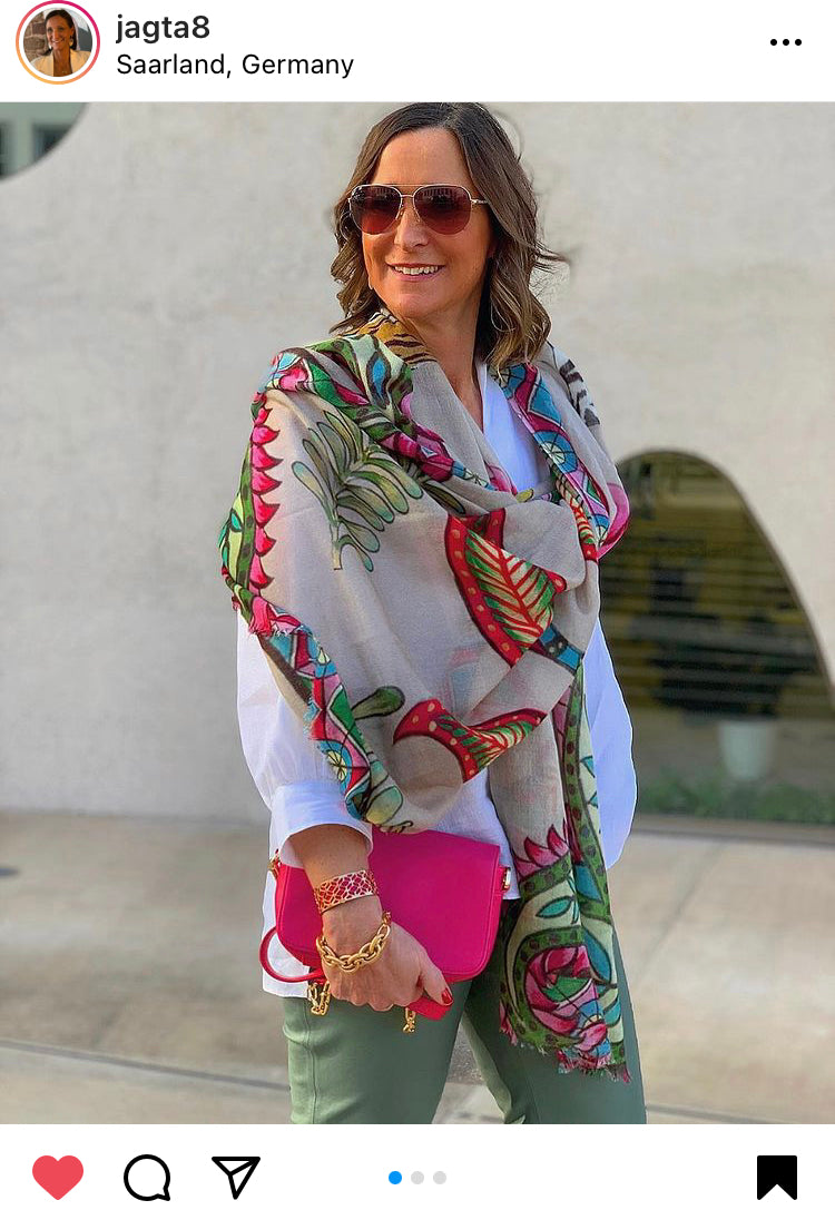 TIGER & JUNGLE CASHMERE SCARF LARGE