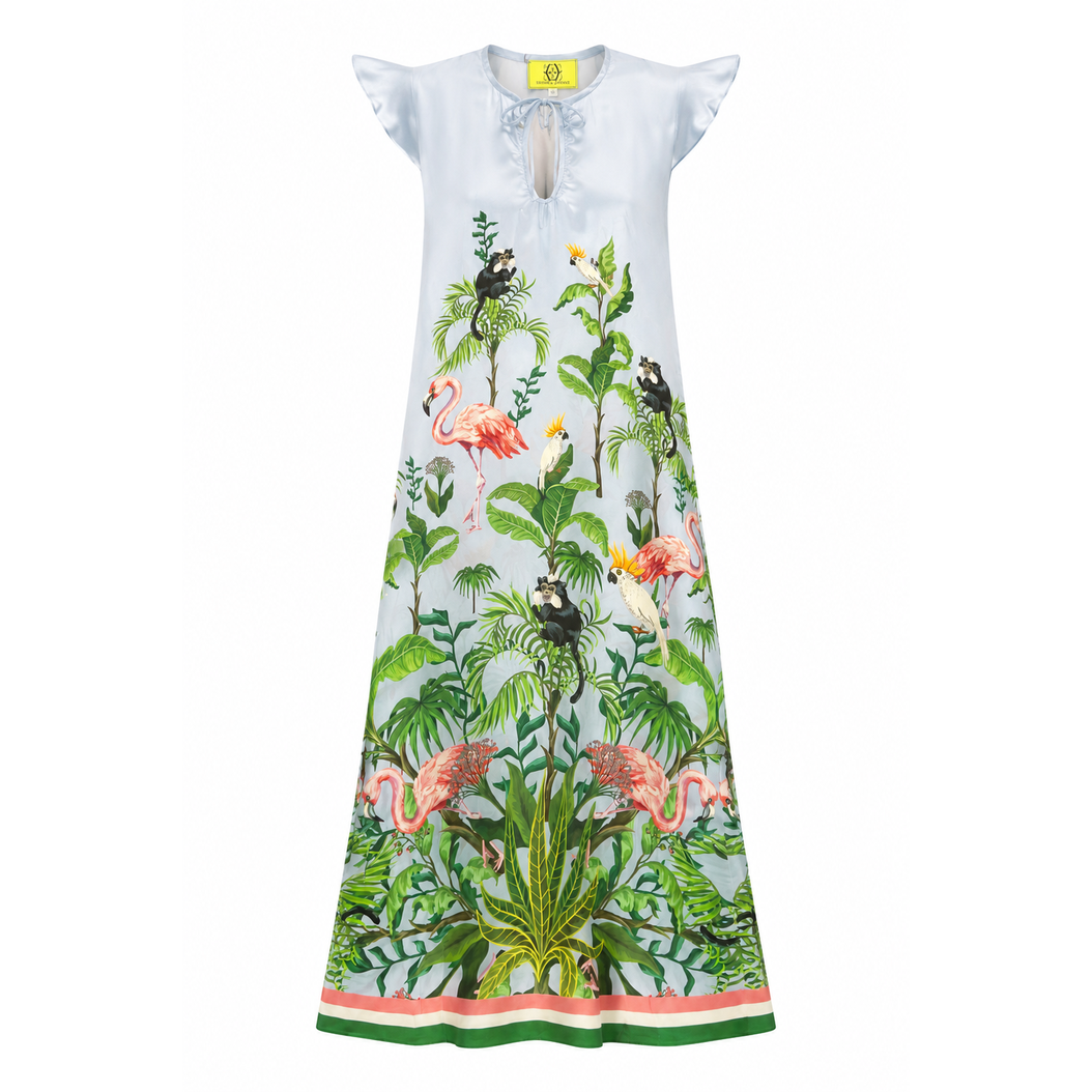 JUNGLE ANIMALS KIMI DRESS - LIGHT BLUE