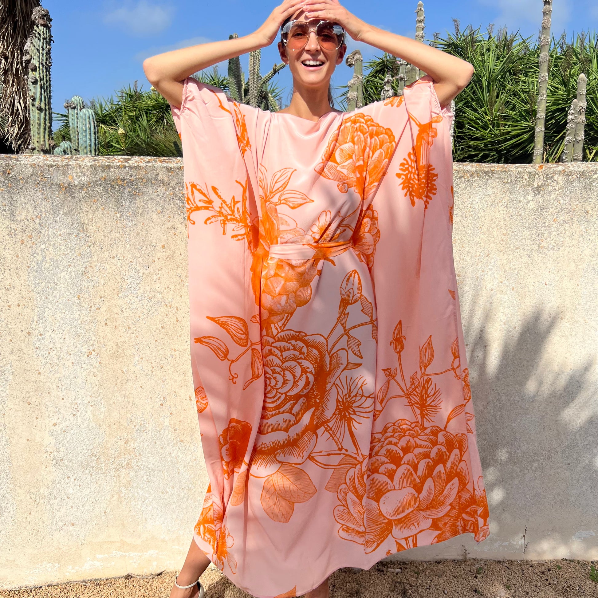 FLOWER EXPLOSION EVENING DRESS - ROSE/ORANGE