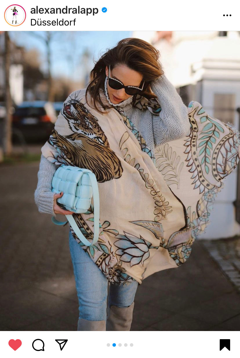 TIGER & JUNGLE CASHMERE SCARF LARGE