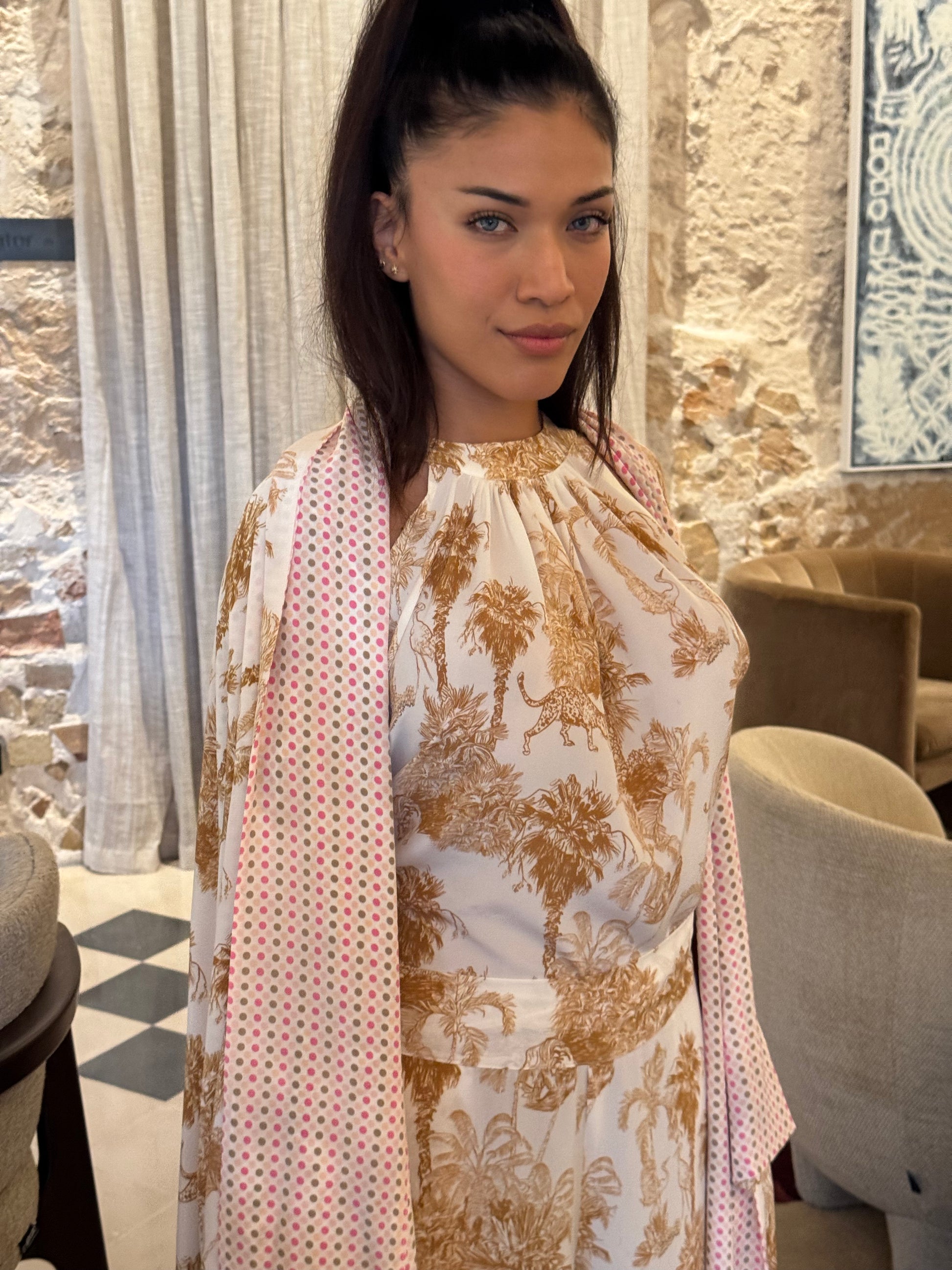 LEOSA KAMI KIMONO - WHITE/DOTS WHITE