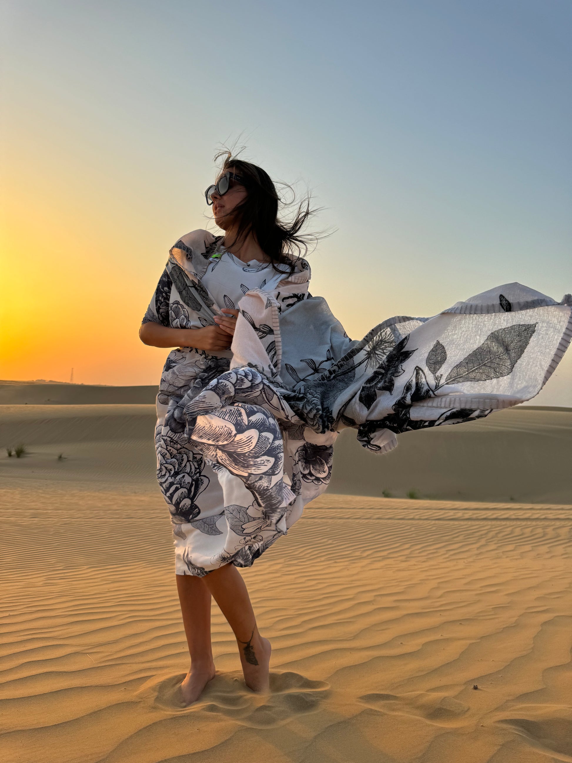 FLOWER EXPLOSION EVENING DRESS - LIGHT GREY/GREY