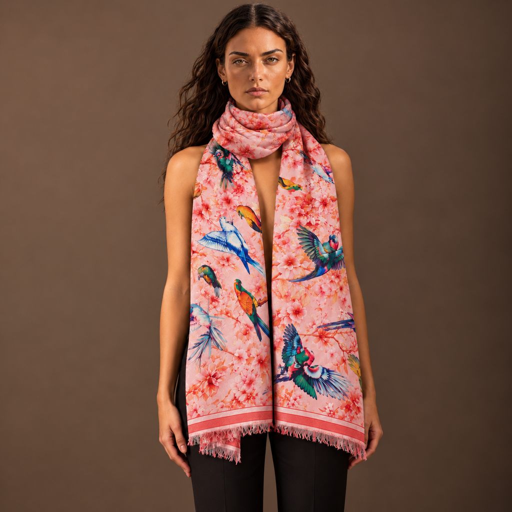 VELVET CASHMERE SCARF - ROSE