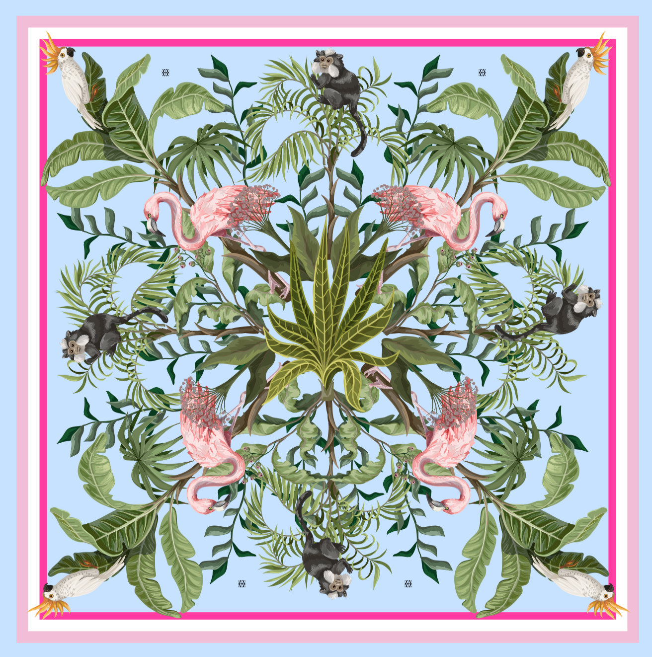 JUNGLE ANIMALS SILK TUNIC - LIGHTBLUE