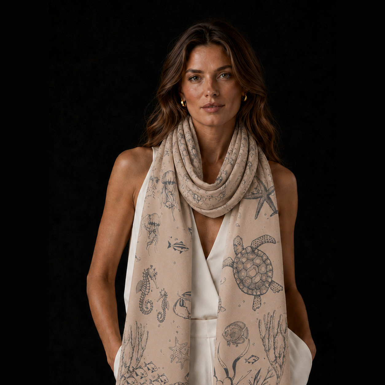 REEF FELTED CASHMERE SCARF - WHEAT
