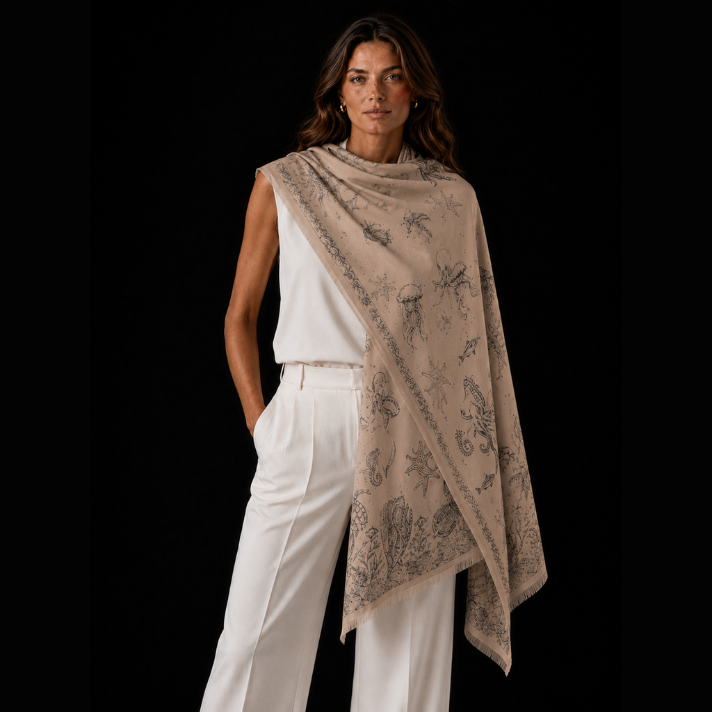 REEF FELTED CASHMERE SCARF - WHEAT
