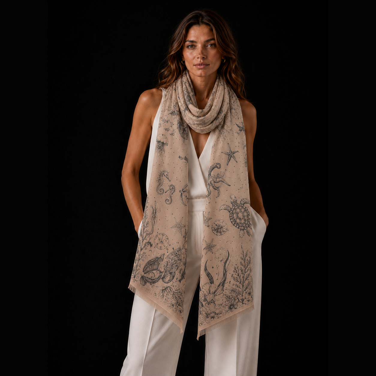 REEF FELTED CASHMERE SCARF - WHEAT