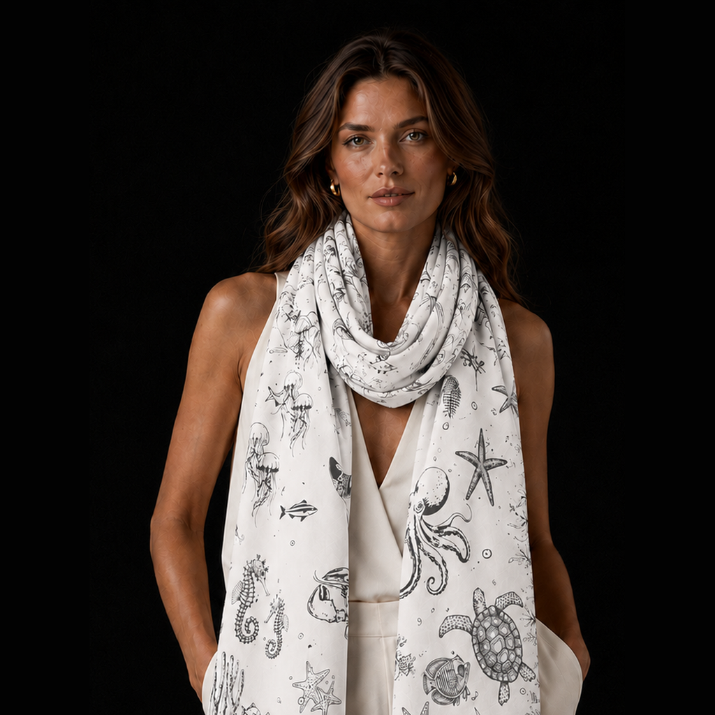 REEF FELTED CASHMERE SCARF - CHALK