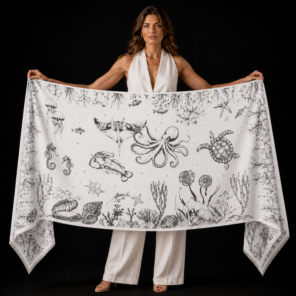 REEF FELTED CASHMERE SCARF - CHALK