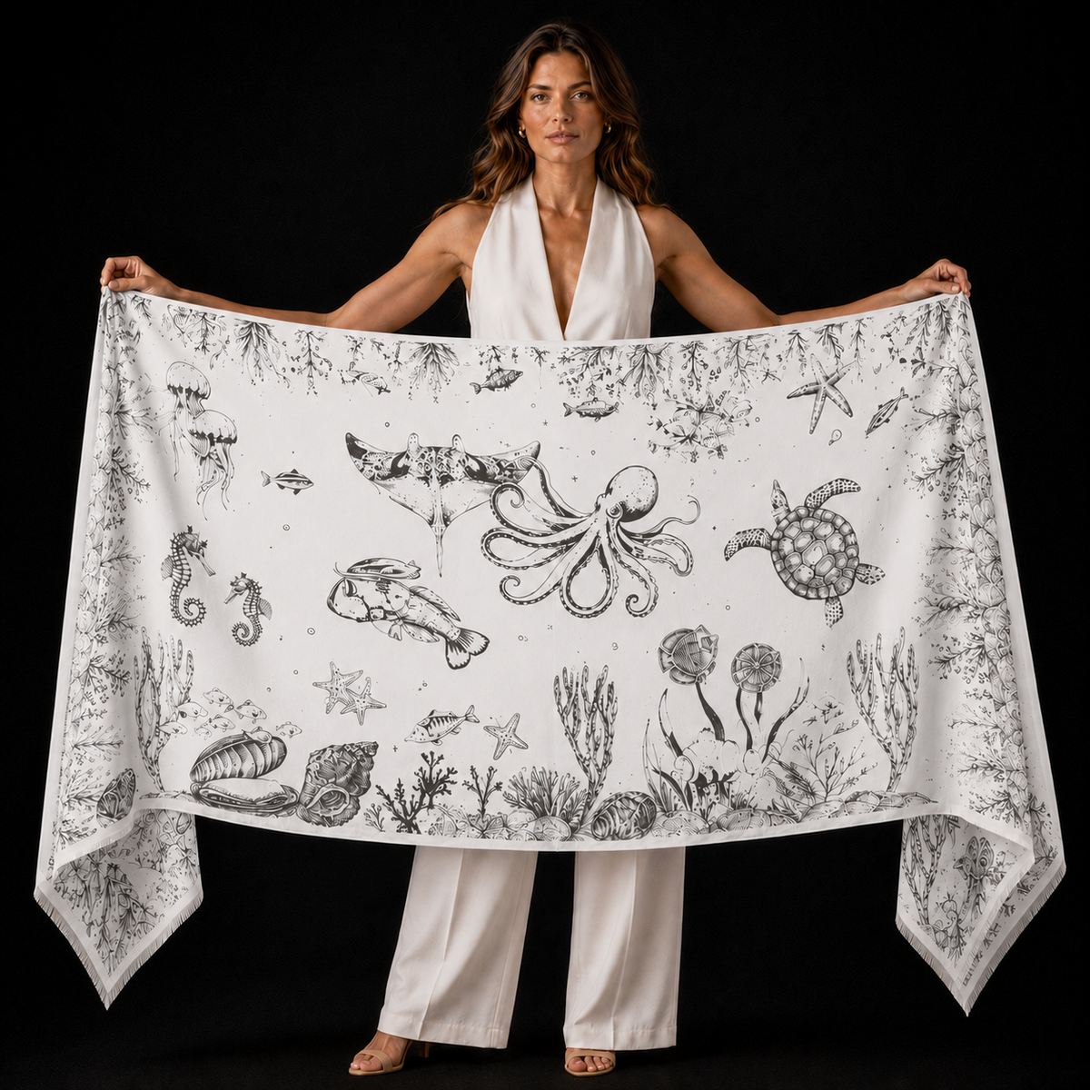 REEF FELTED CASHMERE SCARF - CHALK