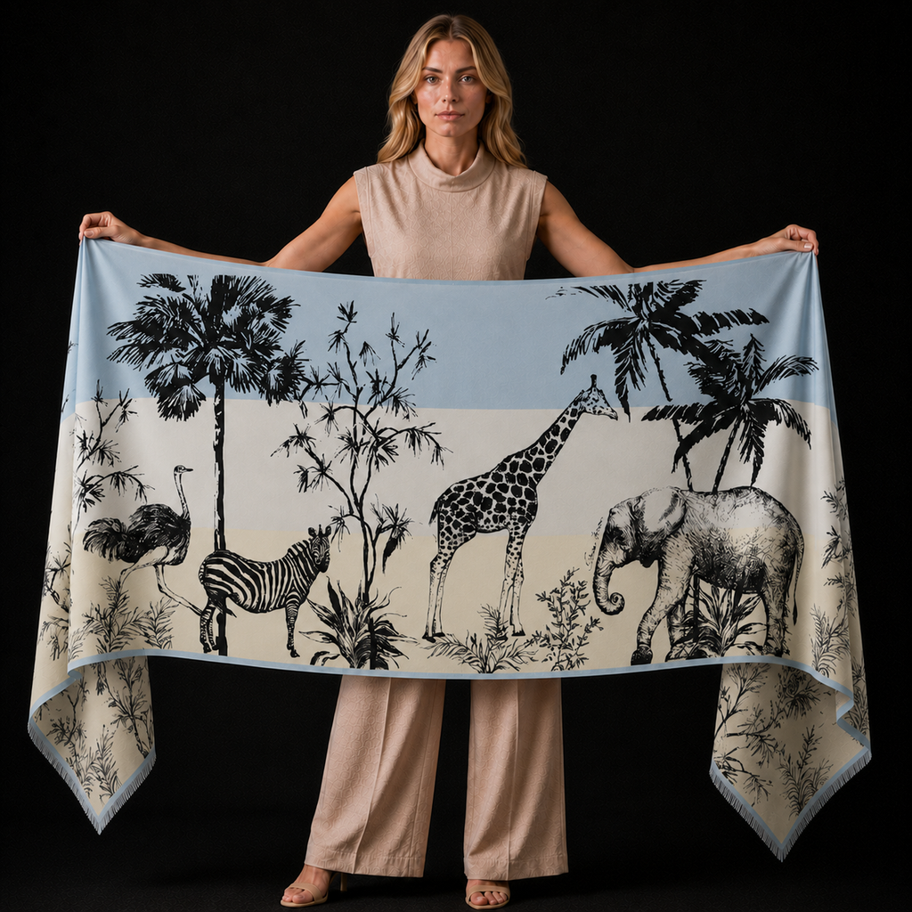 SAFARI CASHMERE SCARF - BLUE TONES