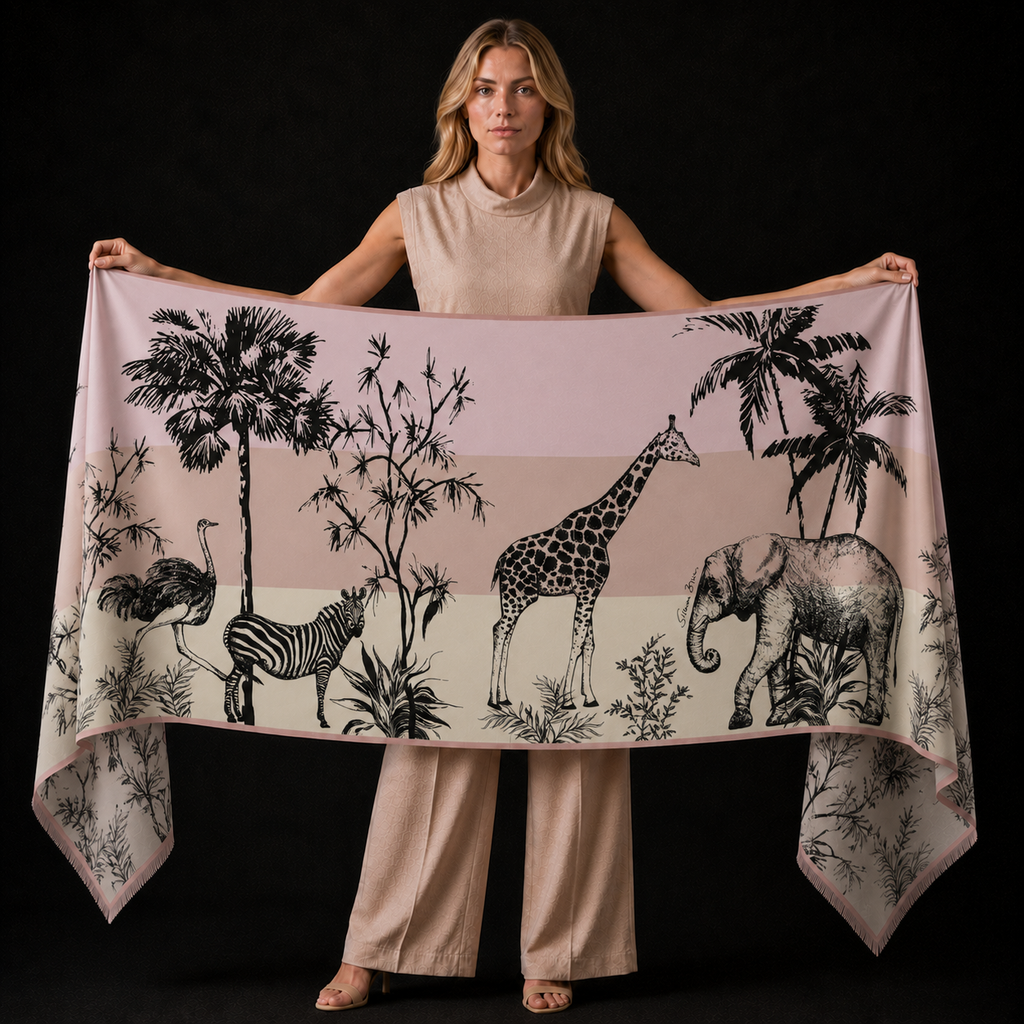 SAFARI CASHMERE SCARF - ROSE TONES
