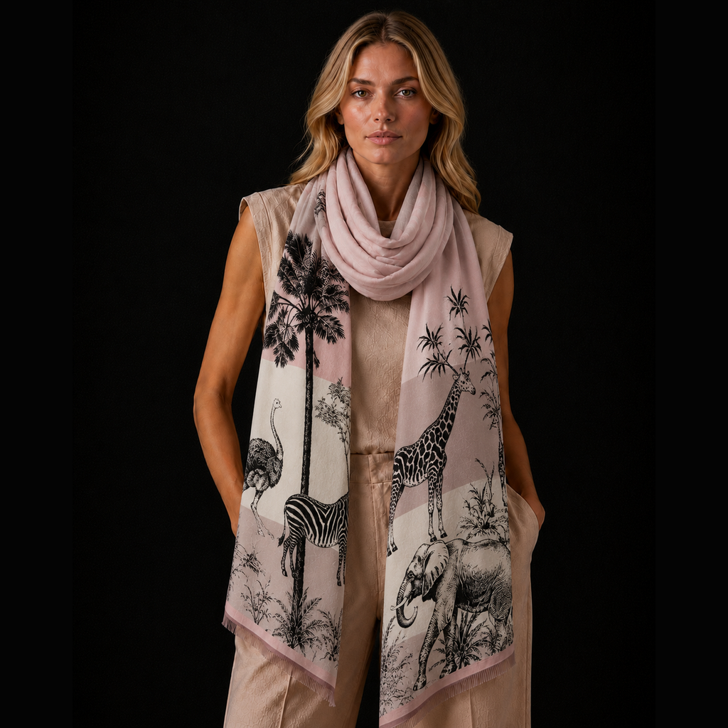 SAFARI CASHMERE SCARF - ROSE TONES