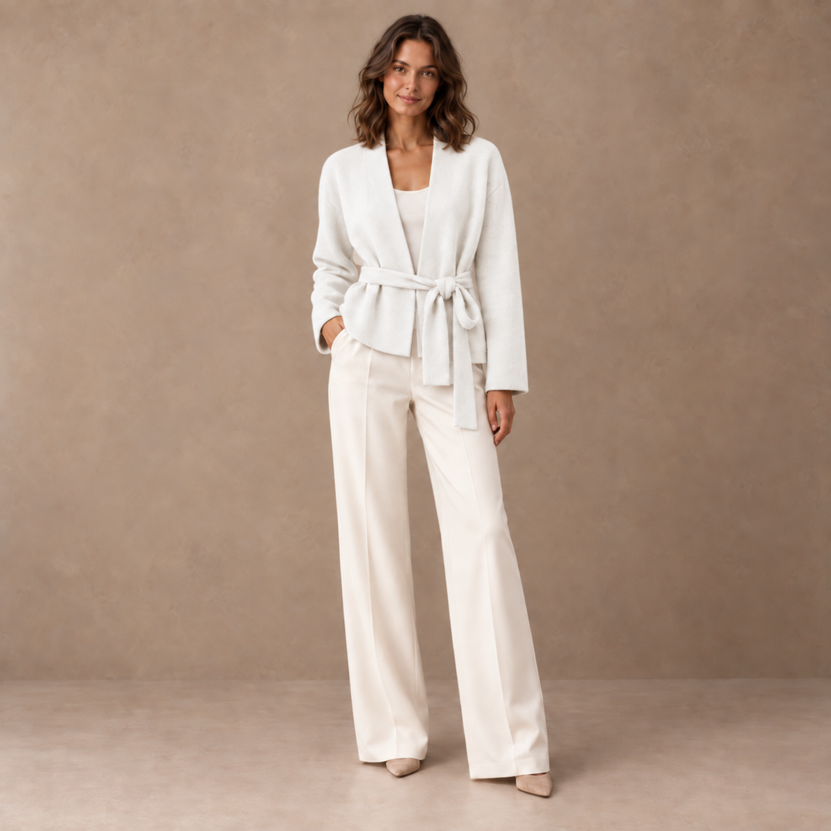 BRUSHED ANIKA KIMONO - CHALK