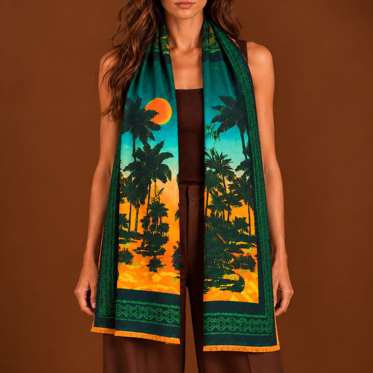 SOLEA CASHMERE SCARF - DARK GREEN
