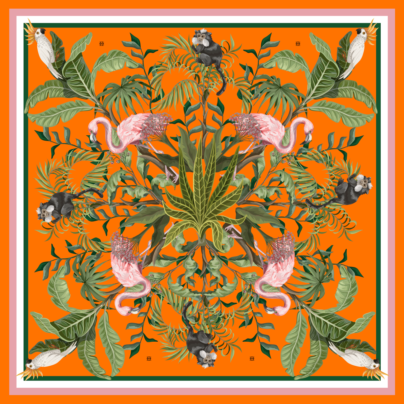 JUNGLE ANIMALS SILK TUNIC - ORANGE