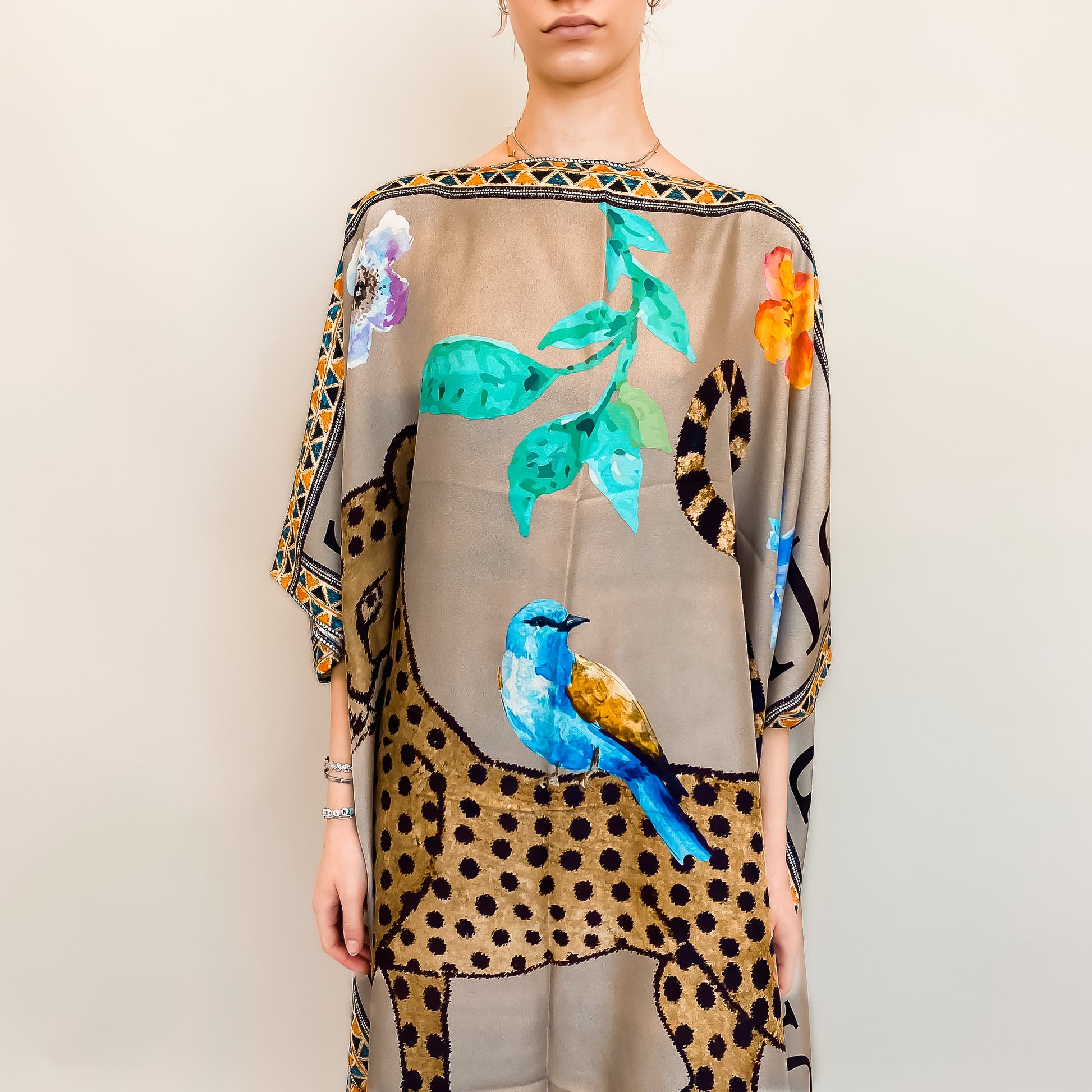 VENICE LEO SILK TUNIC - TAUPE