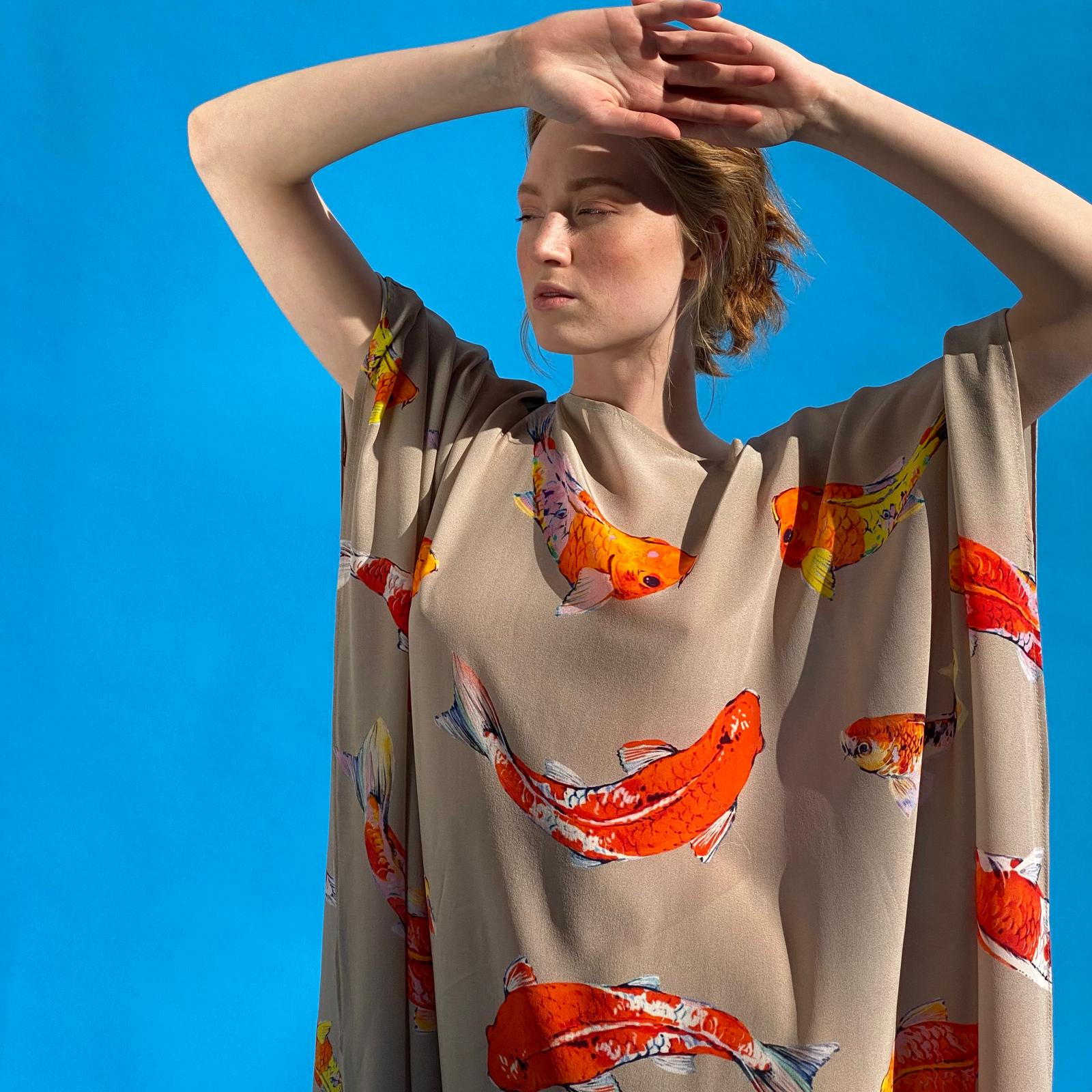 KOI SILK TUNIC - TAUPE