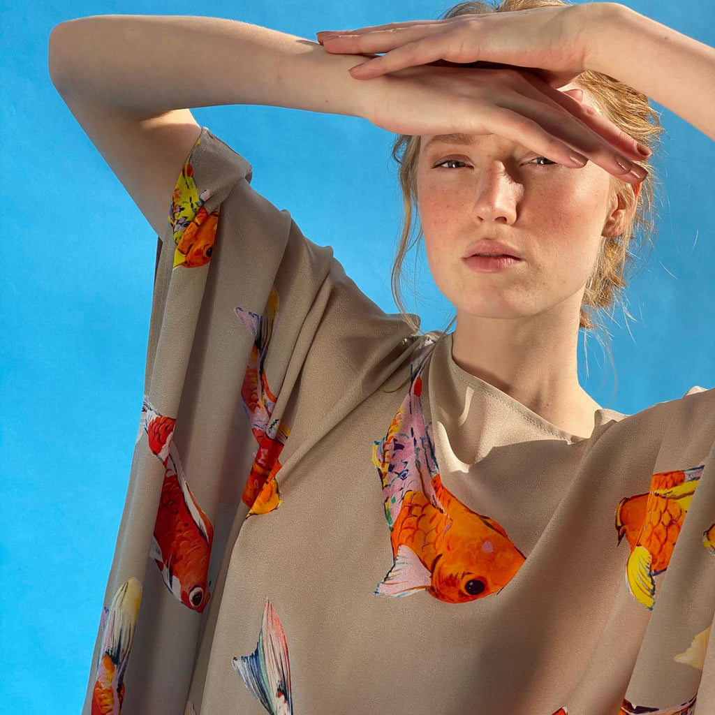 KOI SILK TUNIC - TAUPE