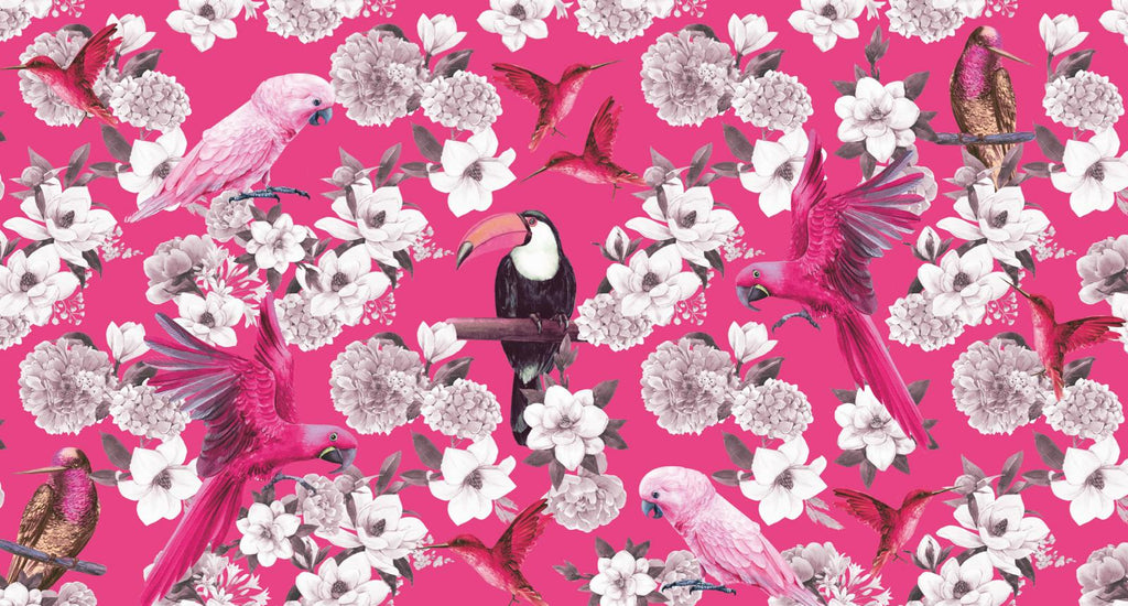 SUMMER BIRDS CASHMERE SCARF - PINK/ LIGHT PINK