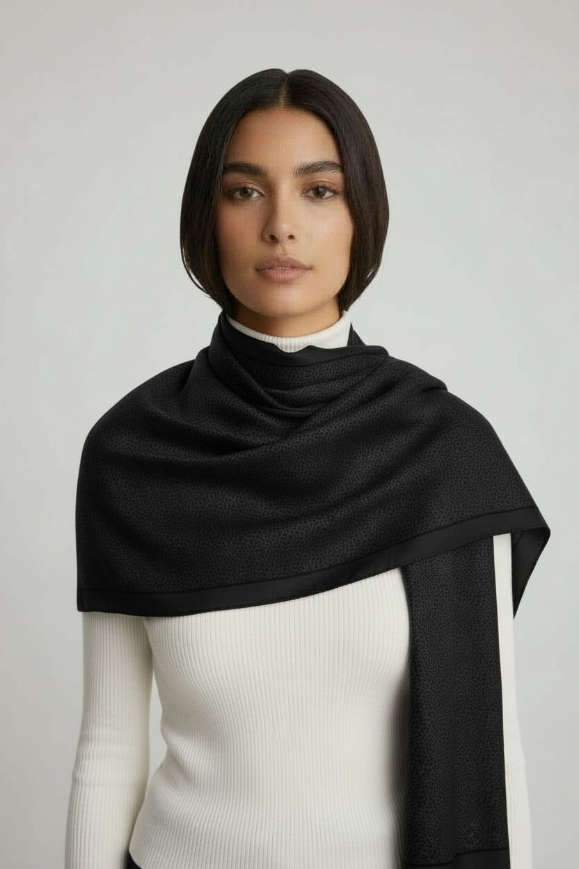 WE LOVE LEO FELTED CASHMERE SCARF - DARK GREY