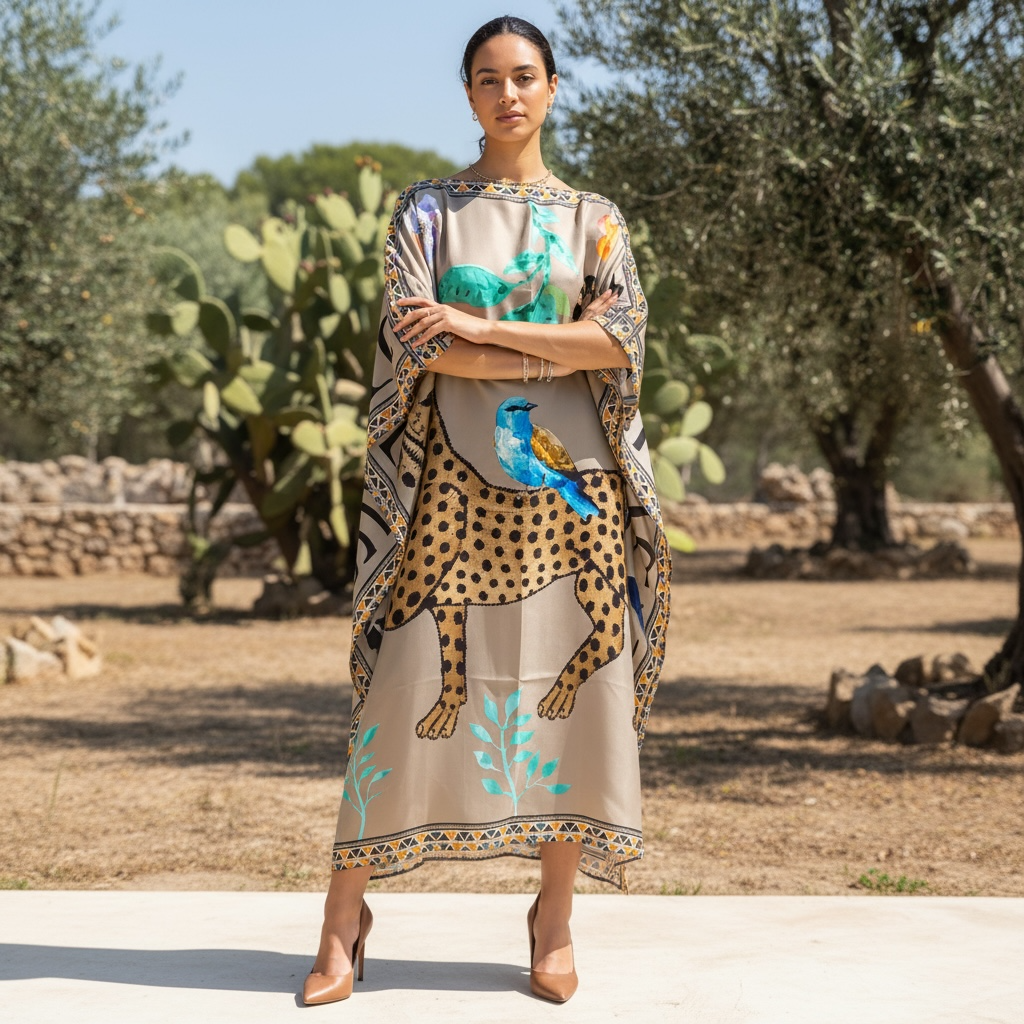 VENICE LEO SILK TUNIC - TAUPE