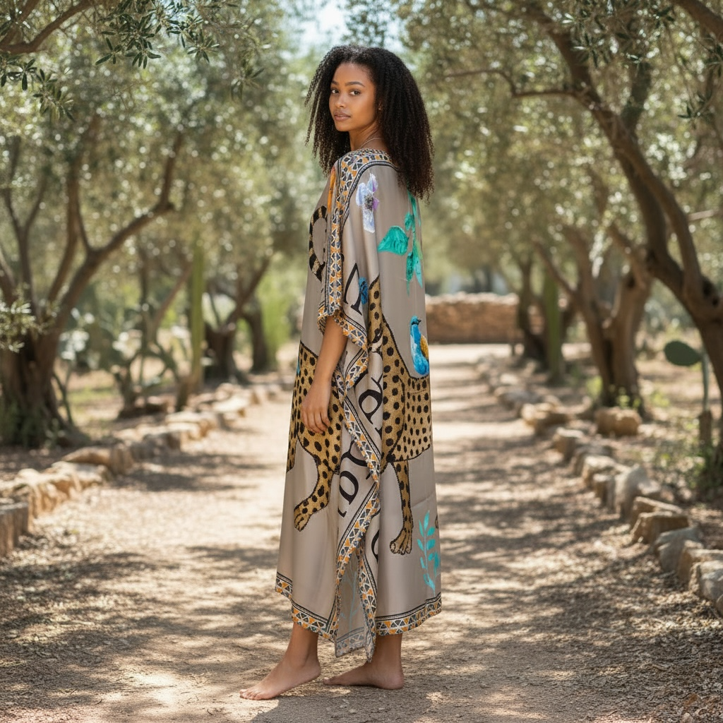 VENICE LEO SILK TUNIC - TAUPE