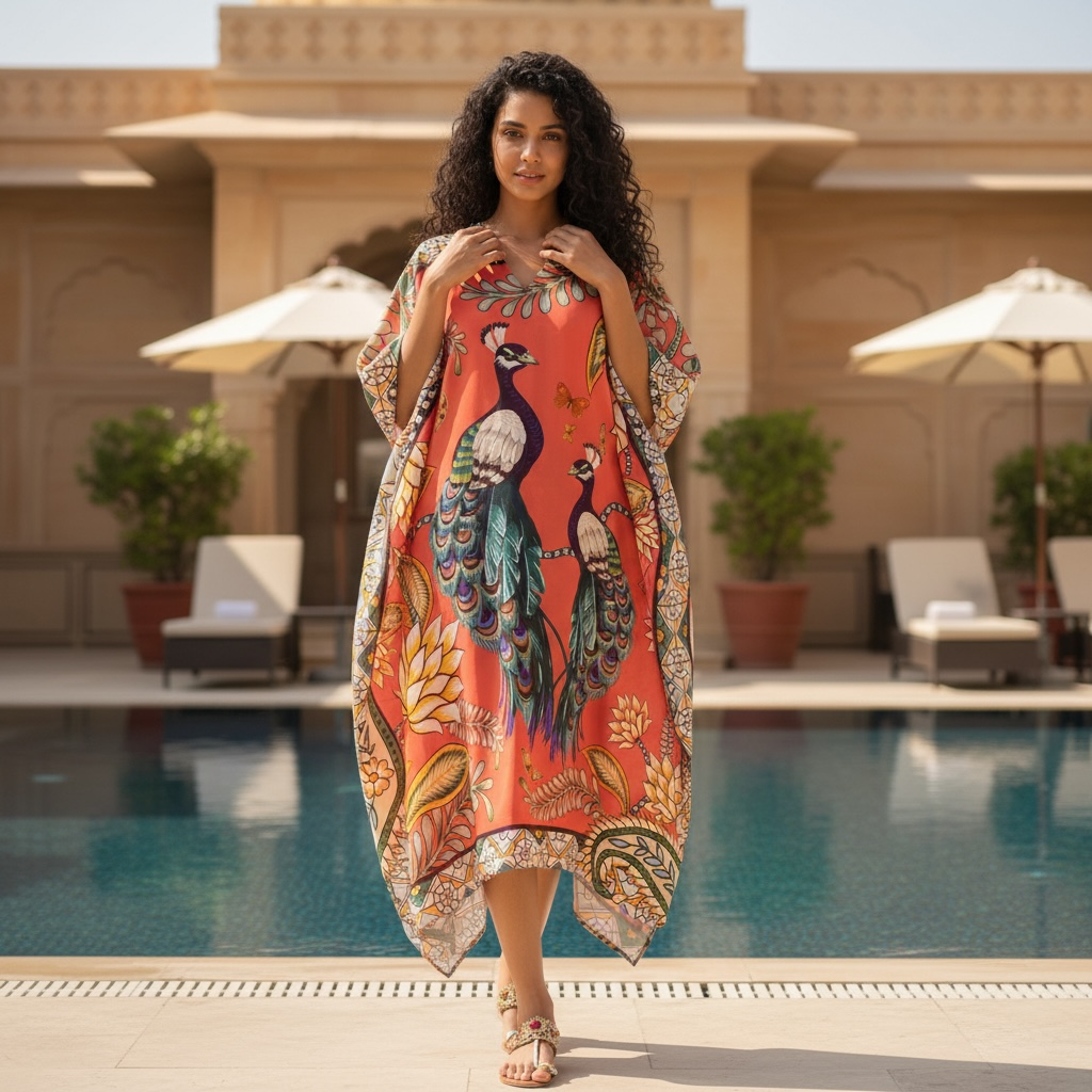 AZURE SILK TUNIC - CORAL