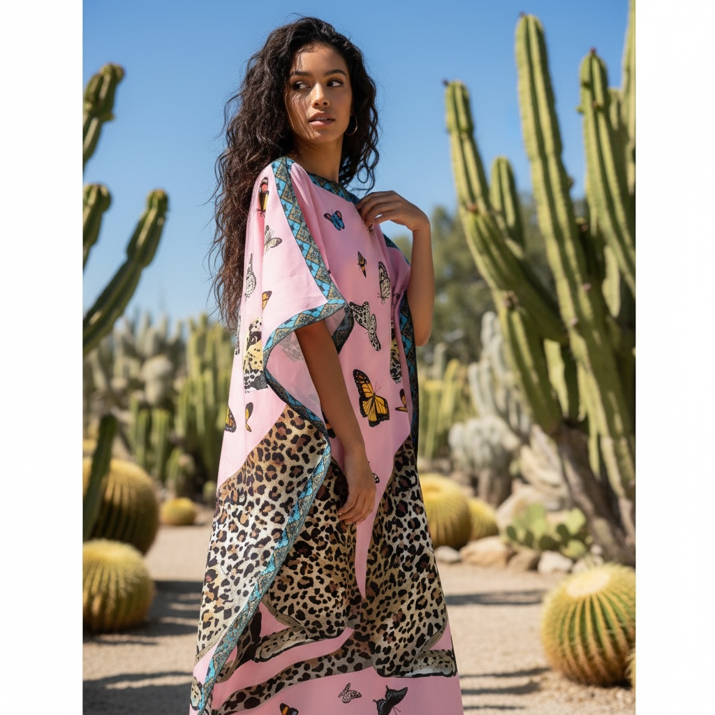 LEO & BUTTERFLY SILK TUNIC - ROSE