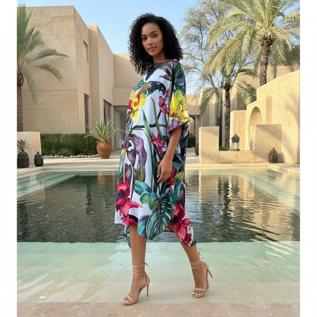 ORCHEDIA SILK TUNIC - LIGHT BLUE