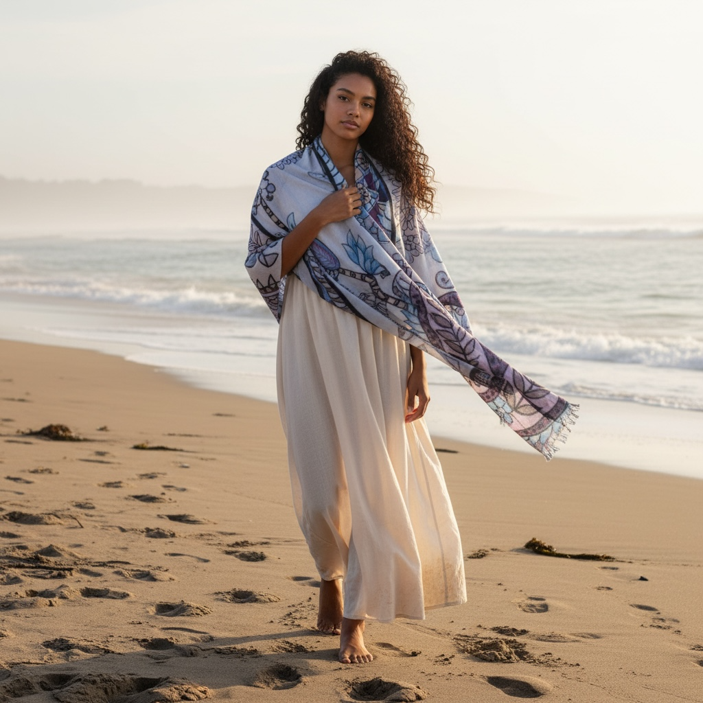 AZURE CASHMERE SCARF - LIGHT BLUE