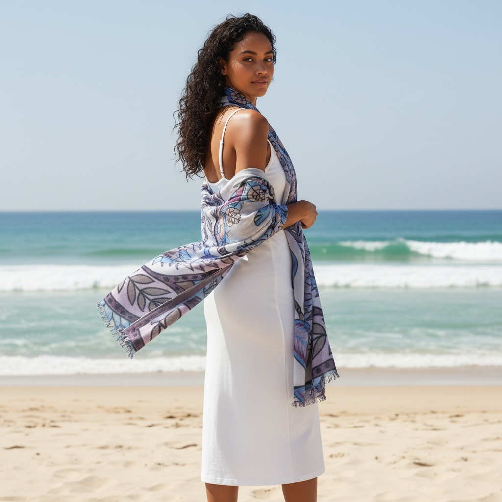 AZURE CASHMERE SCARF - LIGHT BLUE