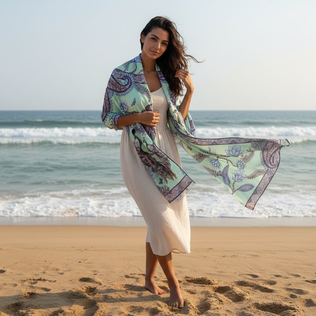 AZURE CASHMERE SCARF - MINT