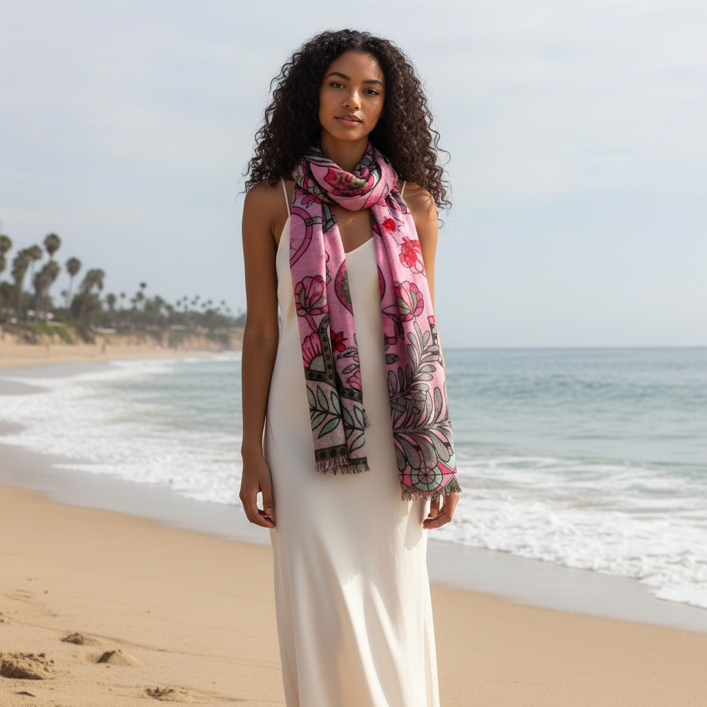 AZURE CASHMERE SCARF - ROSE